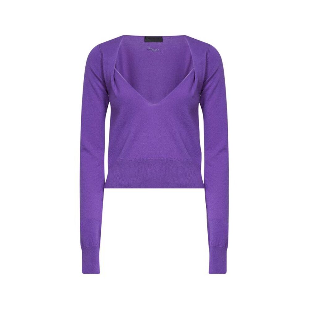 Mugler Women Mugler Women Purple Cashmere Knit V-Neck Top